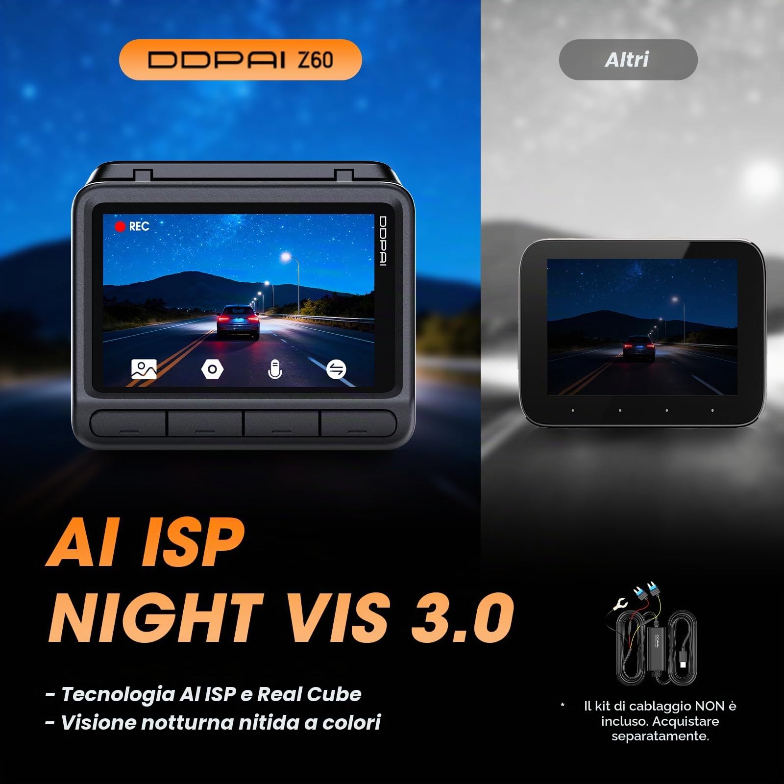 DDPAI Z60 dashcam auto 4K+1080P con SD 64GB GPS