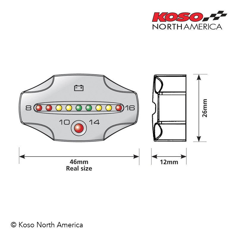Koso CNC voltmetro LED alluminio con allarme