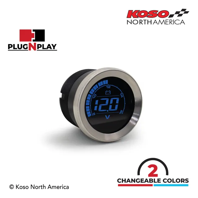 Koso HD-02V Voltmetro Harley-Davidson Ghiera Argento