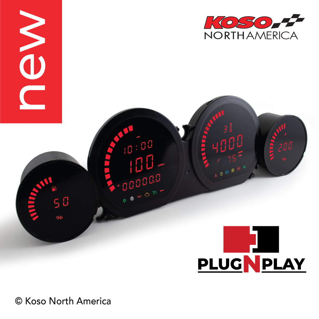 Koso HD-03L kit strumenti LED Harley 4 pezzi rosso