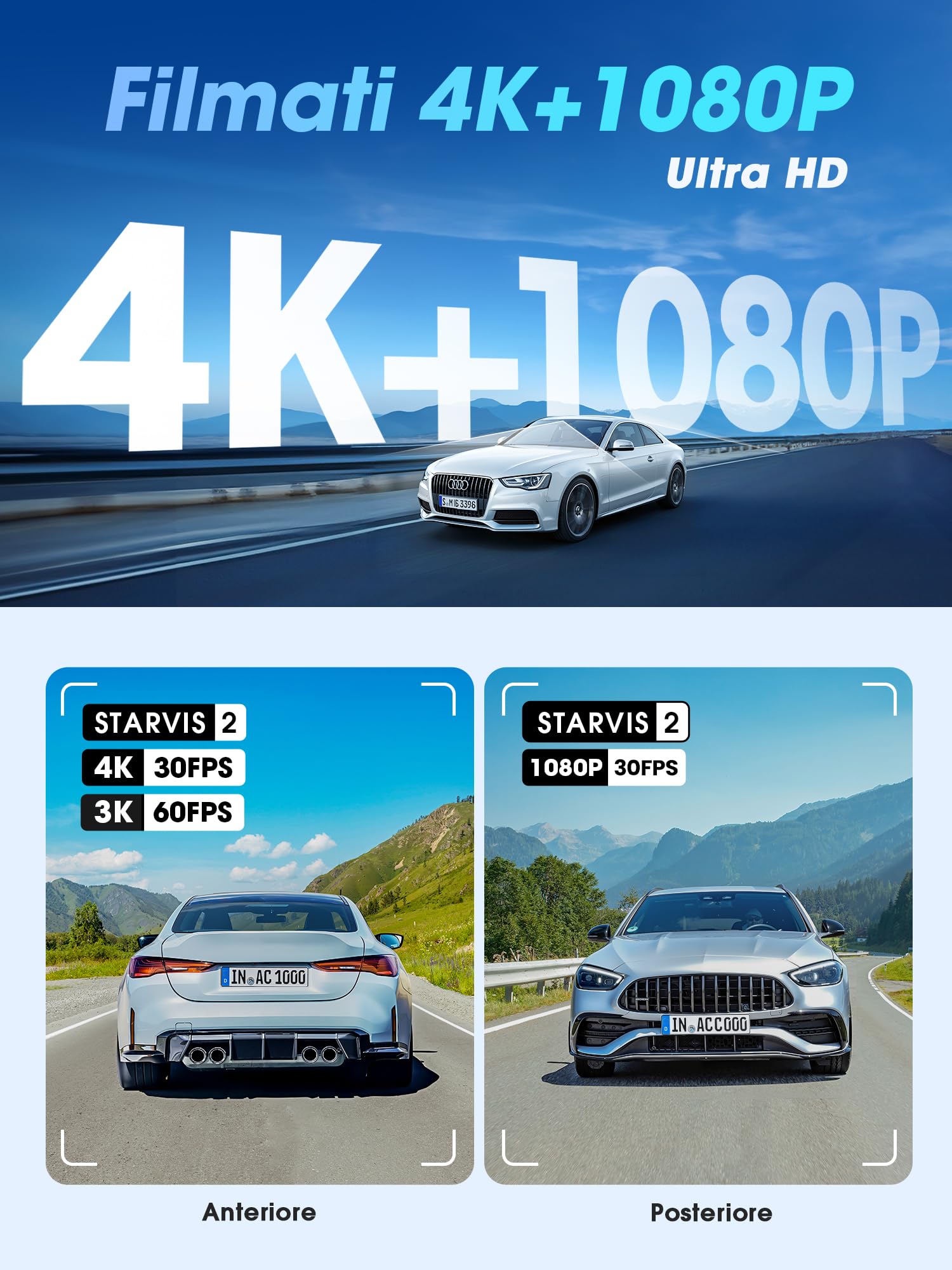 DDPAI Z60 Pro dash cam auto 4K doppia GPS