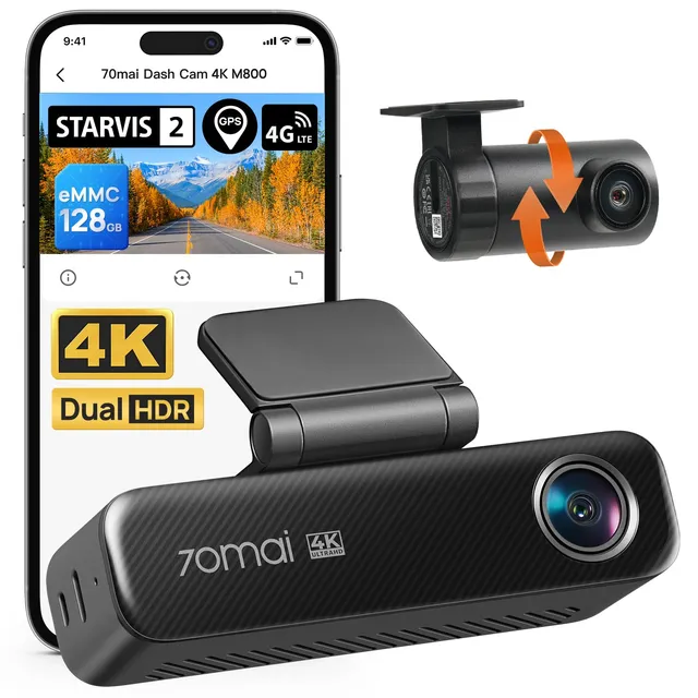 70mai M800 dash cam auto 4K anteriore posteriore 128GB