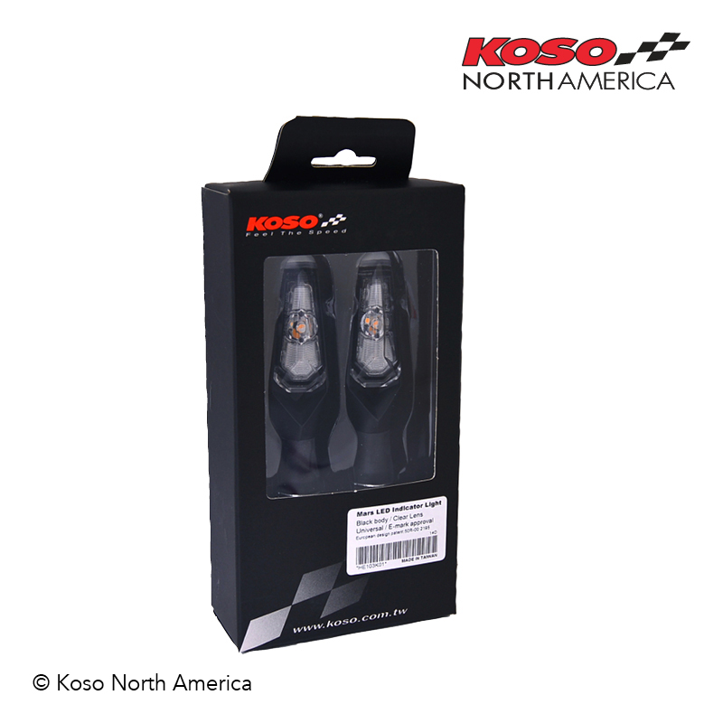 Koso Mars frecce LED moto nere lente chiara coppia