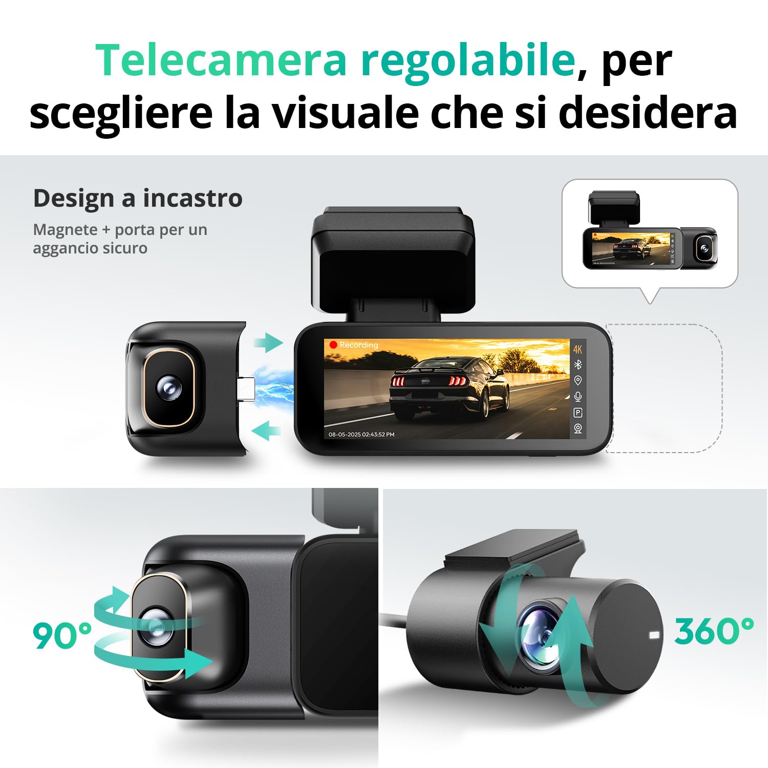 Botslab G980H dash cam 3 canali 4K controllo vocale