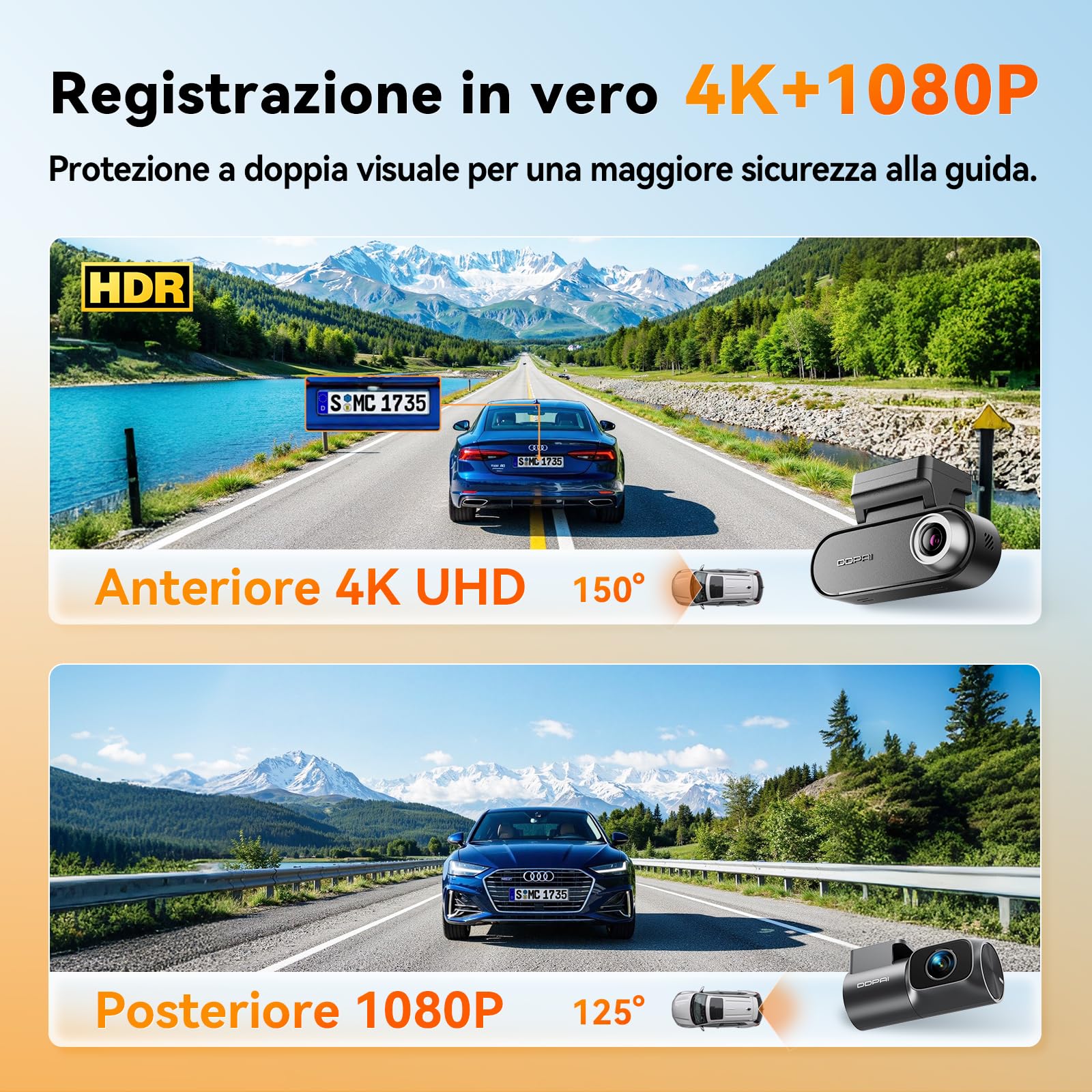 DDPAI Serie N N5 Dual dash cam 4K SD 128GB
