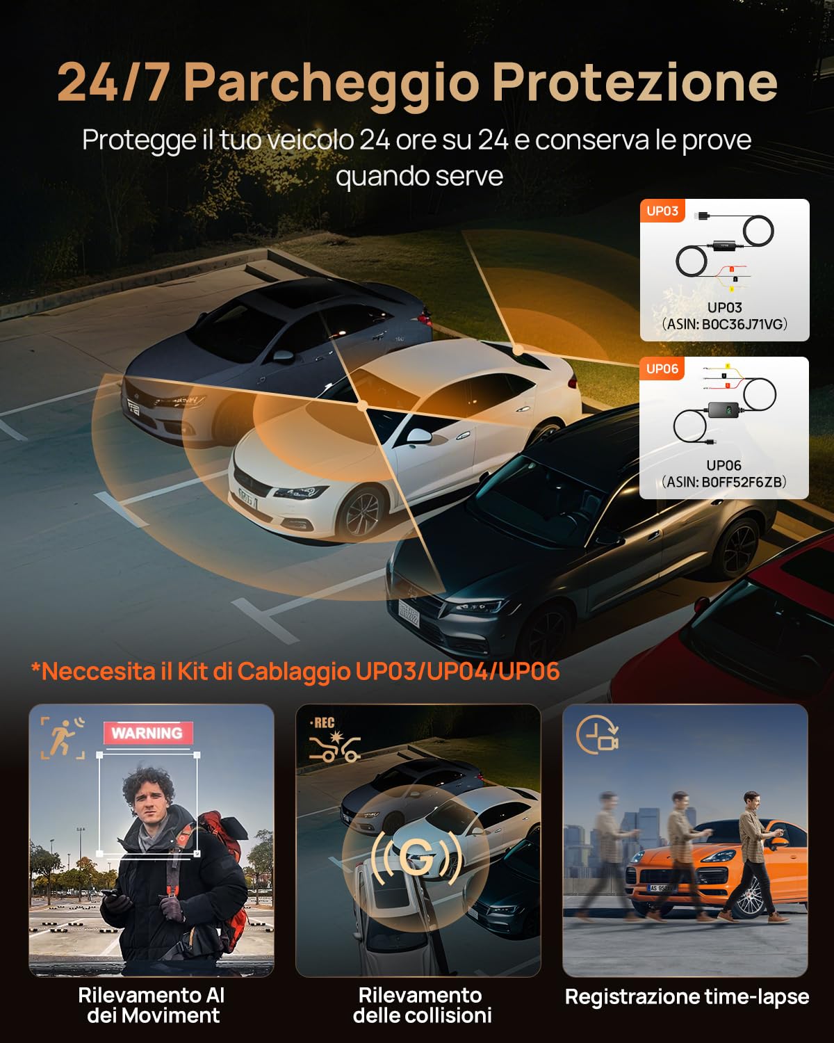 70mai T800 dash cam auto 3 canali 4K 128GB HDR