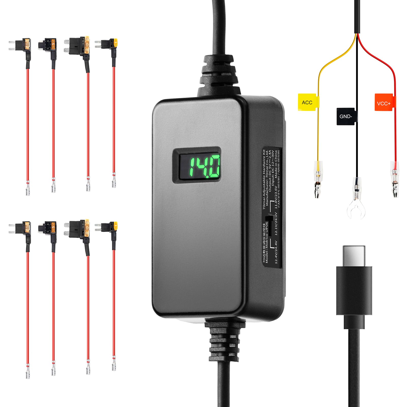 70mai UP06 kit cablaggio dash cam USB-C 12V-30V