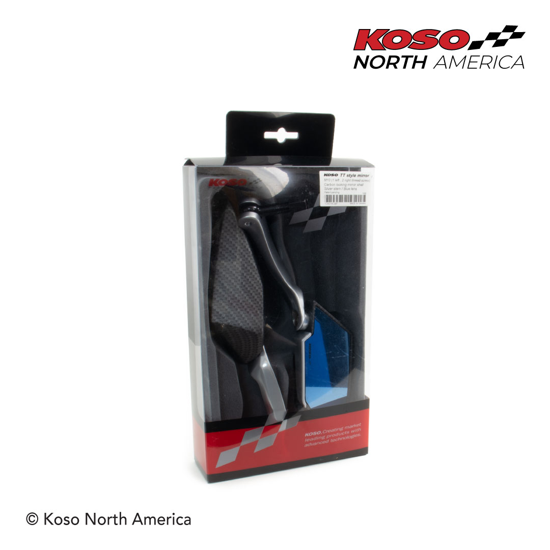 Koso TT-Style specchietti M10 carbonio lente blu coppia