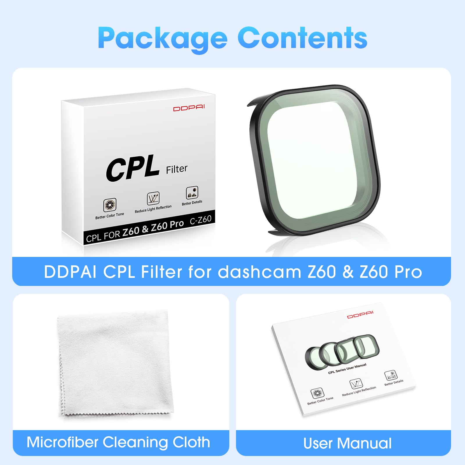 DDPAI Z60 filtro CPL dashcam antiriflesso