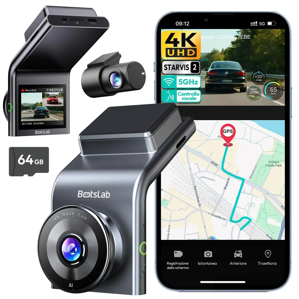 Botslab G300H Plus dash cam auto 4K doppia 64GB