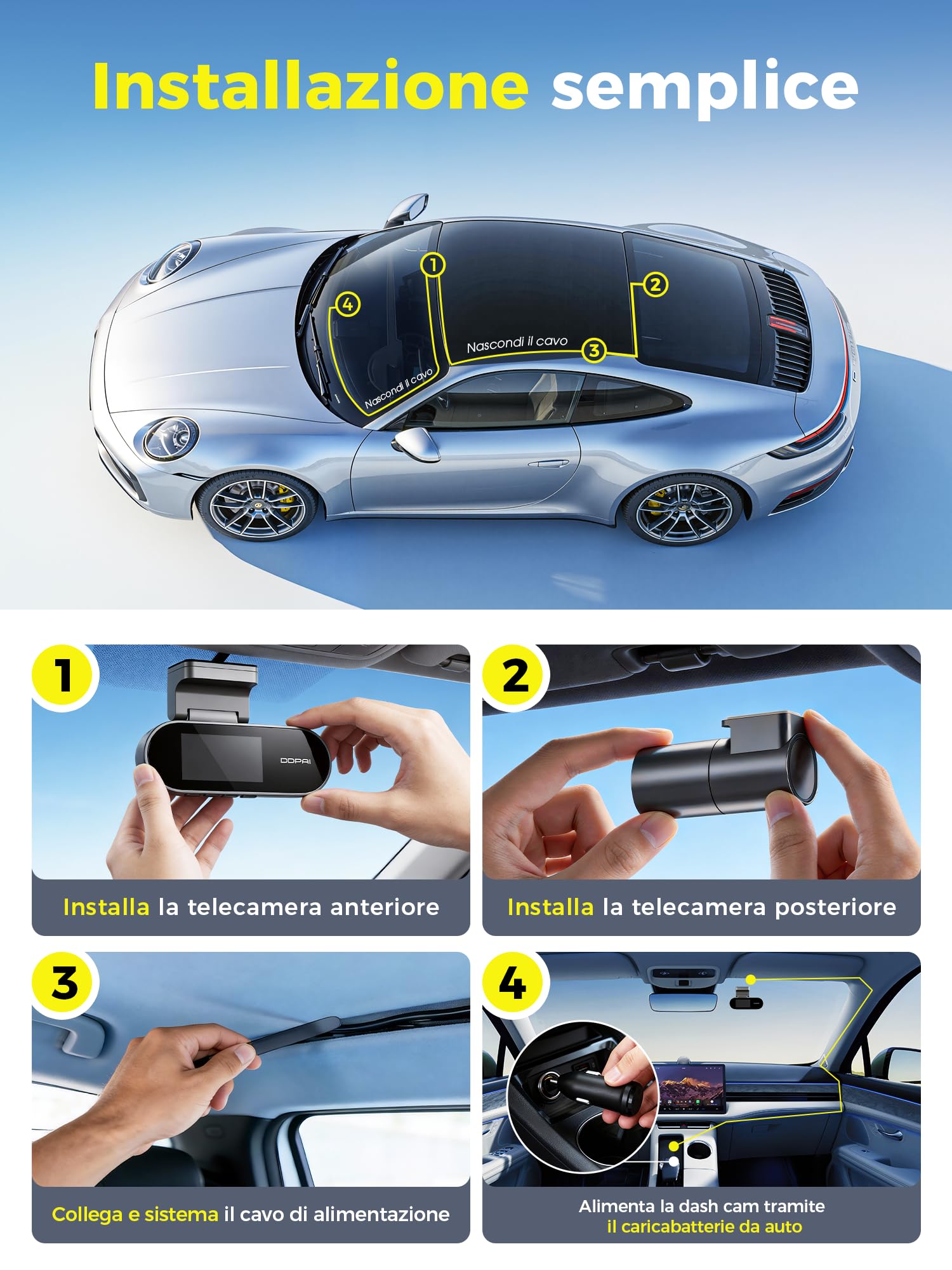 DDPAI N2 Dual dash cam auto 2.5K+1080P LCD 1,9"