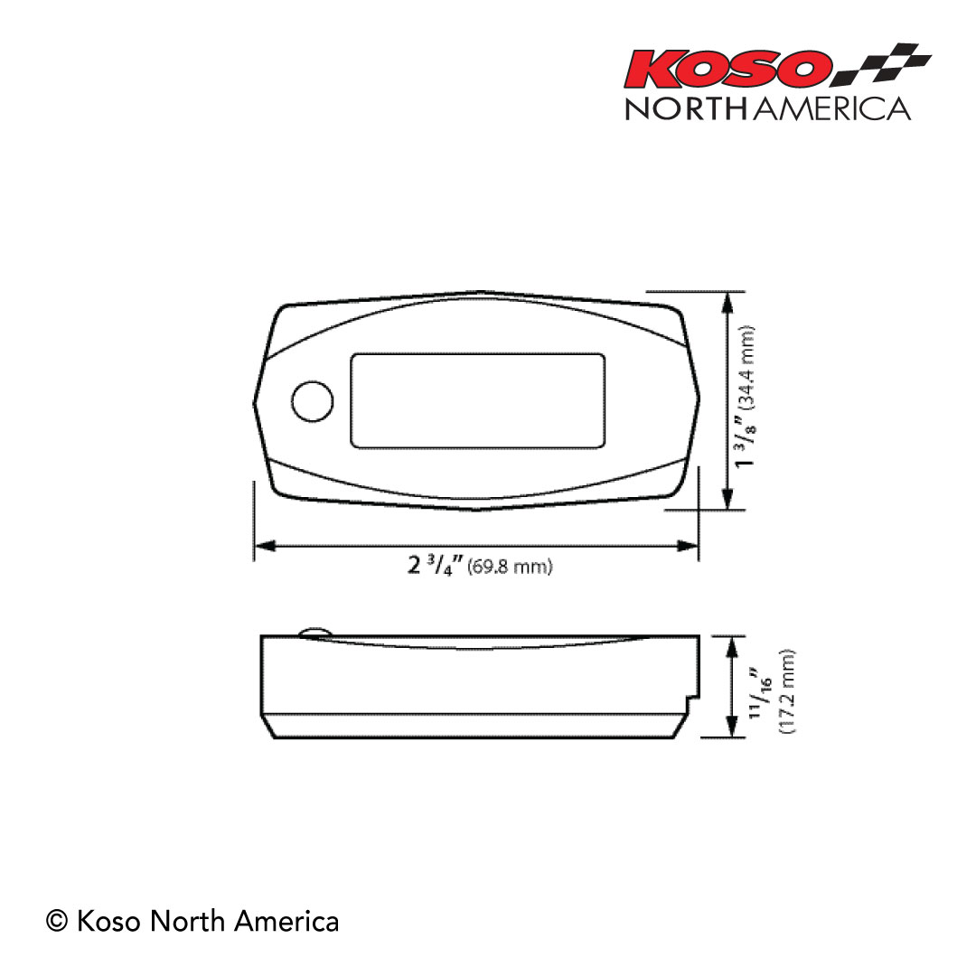 Koso Mini 4 contagiri LCD con batteria CR2032