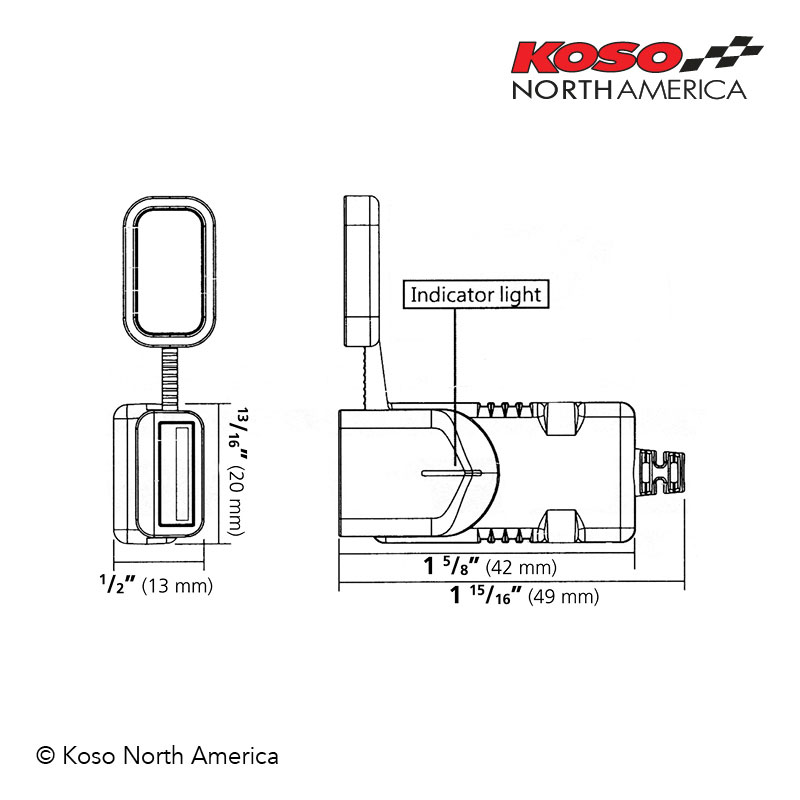 Koso USB Port Single presa USB moto universale 12V