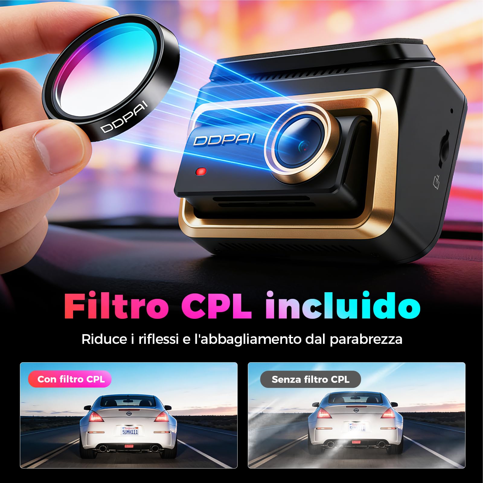 DDPAI Z90 Master Dashcam 3 Canali 4K 128GB GPS