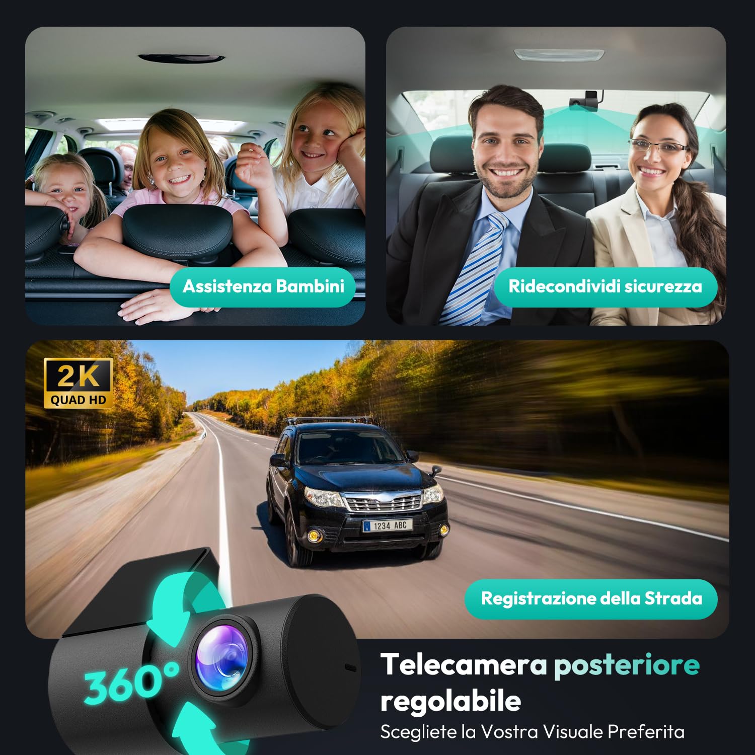 BOTSLAB 4K Dash Cam Auto Anteriore Posteriore 64GB