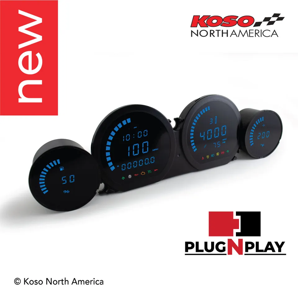 Koso HD-03L kit strumenti LED Harley blu 4 pezzi