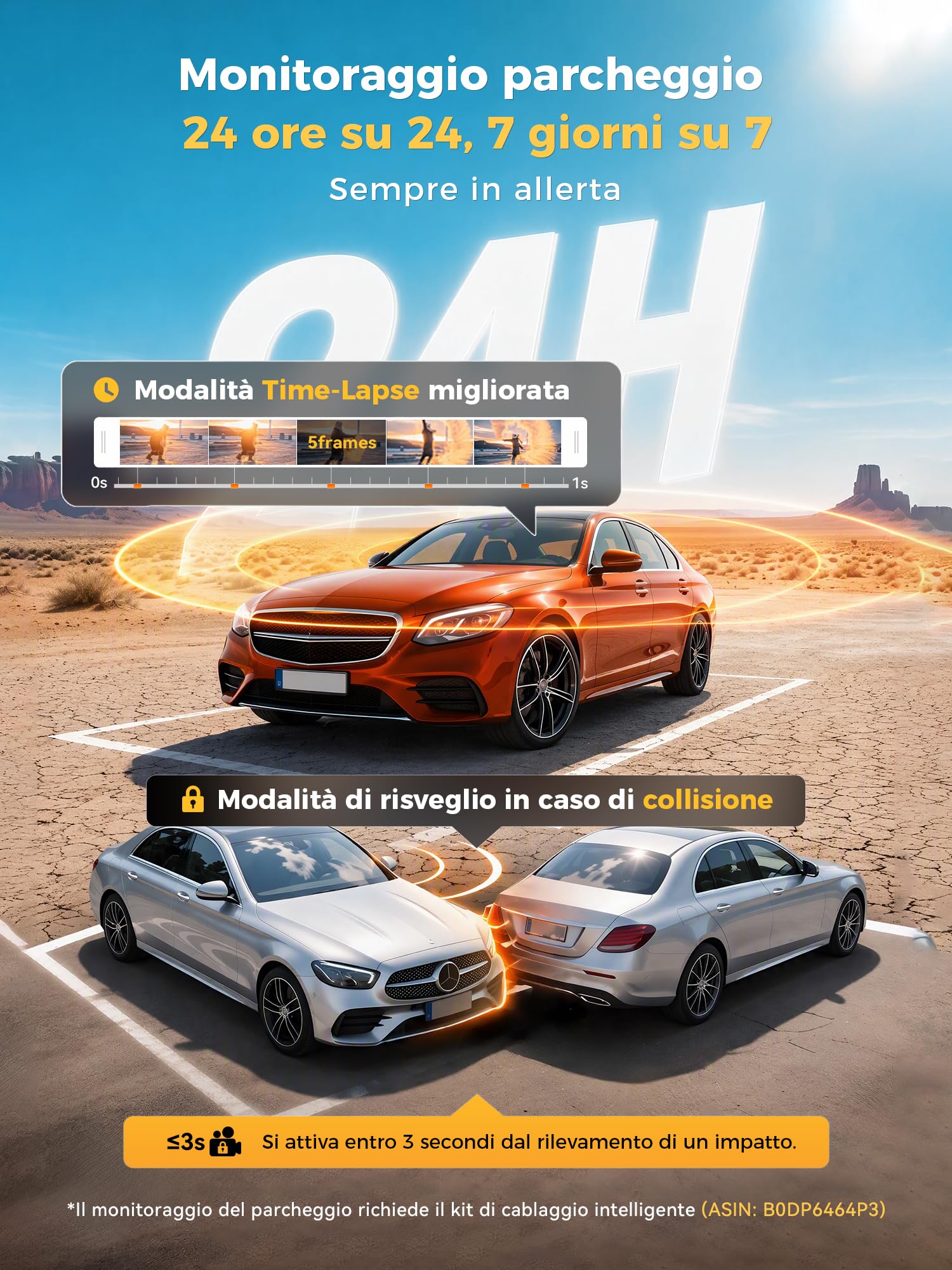 DDPAI N4T Pro Dashcam 3 Canali 4K 64GB GPS