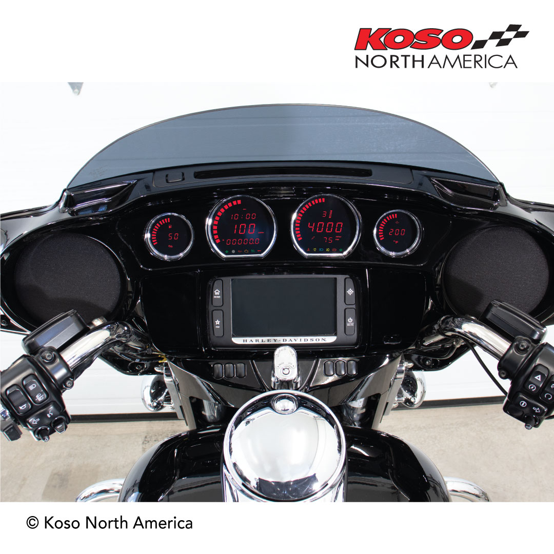 Koso HD-03L kit strumenti LED Harley 4 pezzi rosso