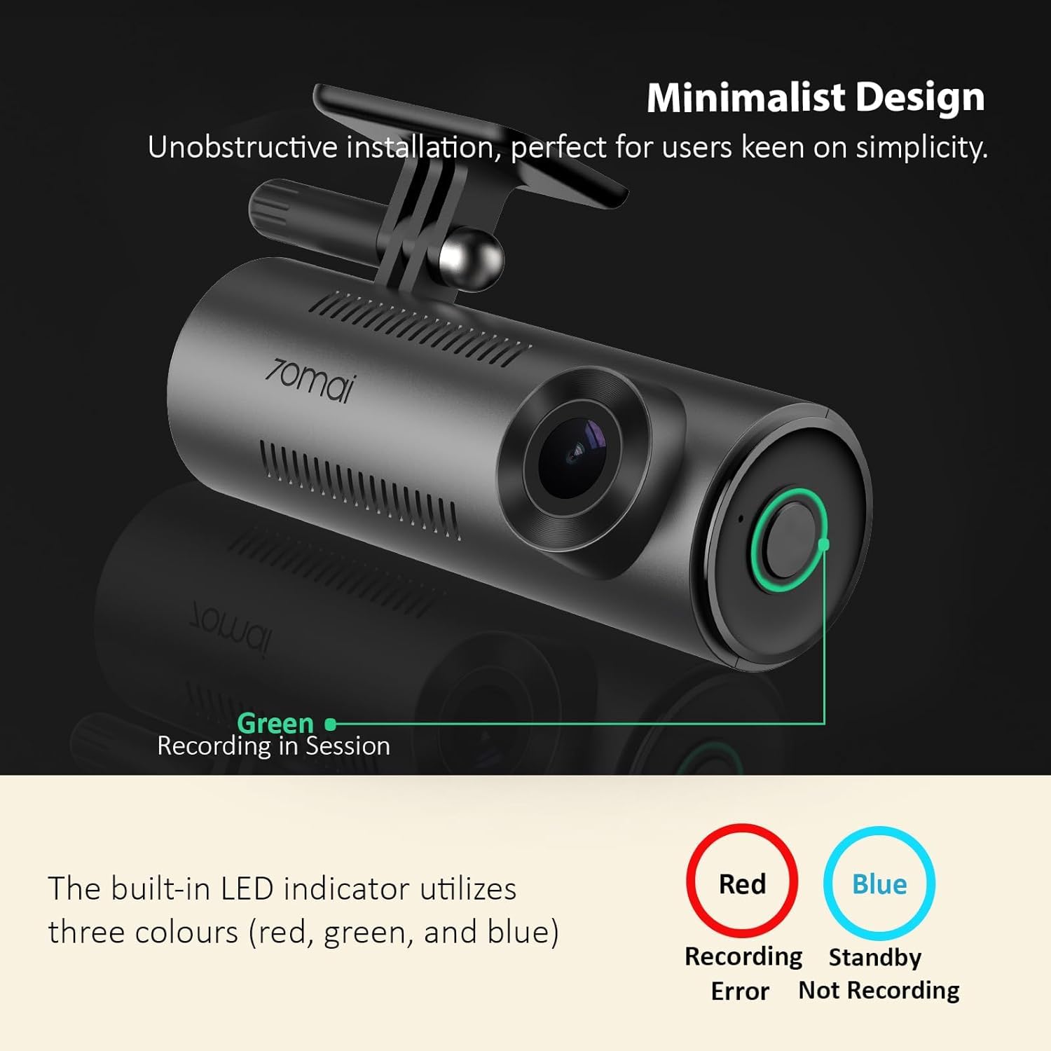 70mai M310 dash cam auto 2K grigio scuro visione notturna