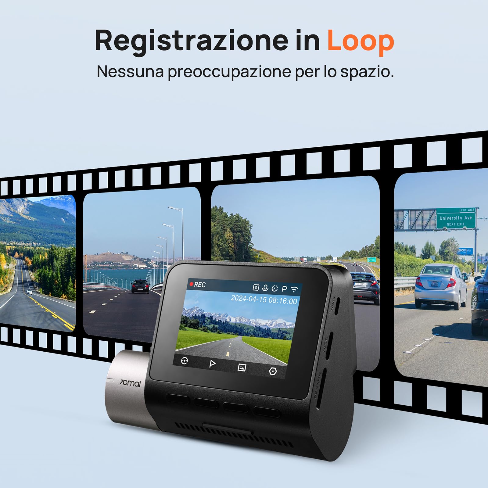 70mai Serie A A510 dash cam doppia SD 64GB GPS