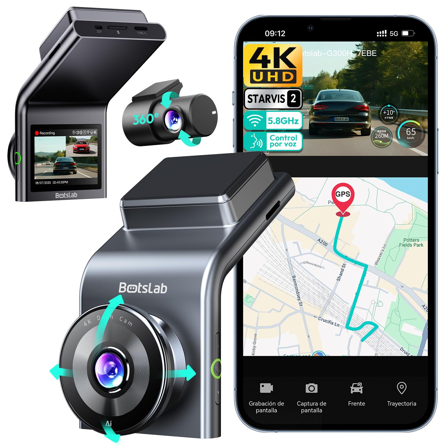 Botslab G300H Plus dash cam 4K fronte+retro vocale