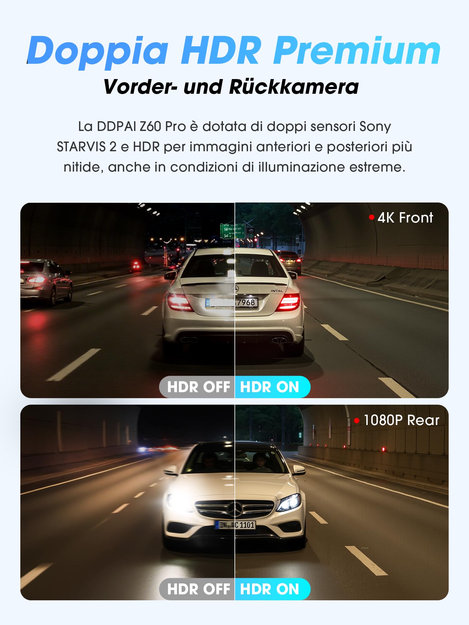 DDPAI Z60 Pro dash cam auto 4K doppia GPS