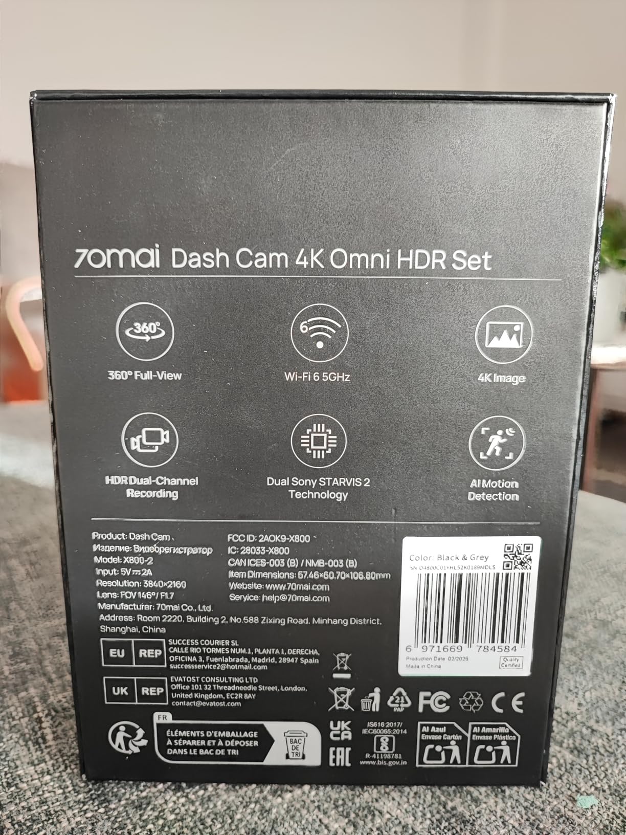 70mai 4K Omni dash cam auto dual 4K+1080P 360°
