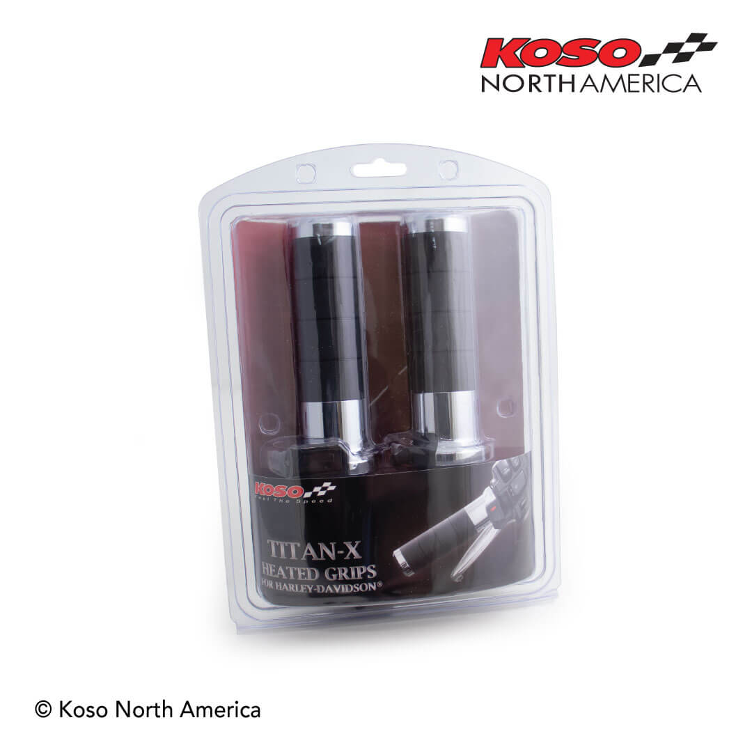 Koso Titan-X manopole riscaldate Harley cromo cavo