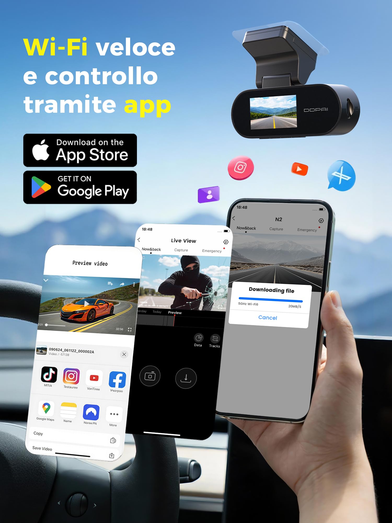 DDPAI N2 Dual dash cam auto 2.5K+1080P LCD 1,9"