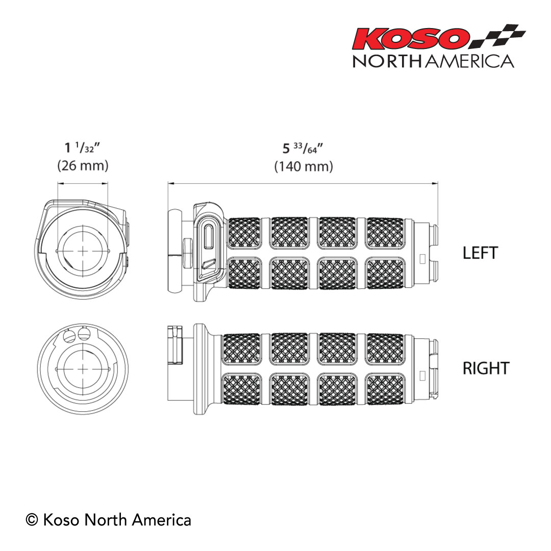Koso Titan-II manopole riscaldate nero Harley cavo gas 5 livelli