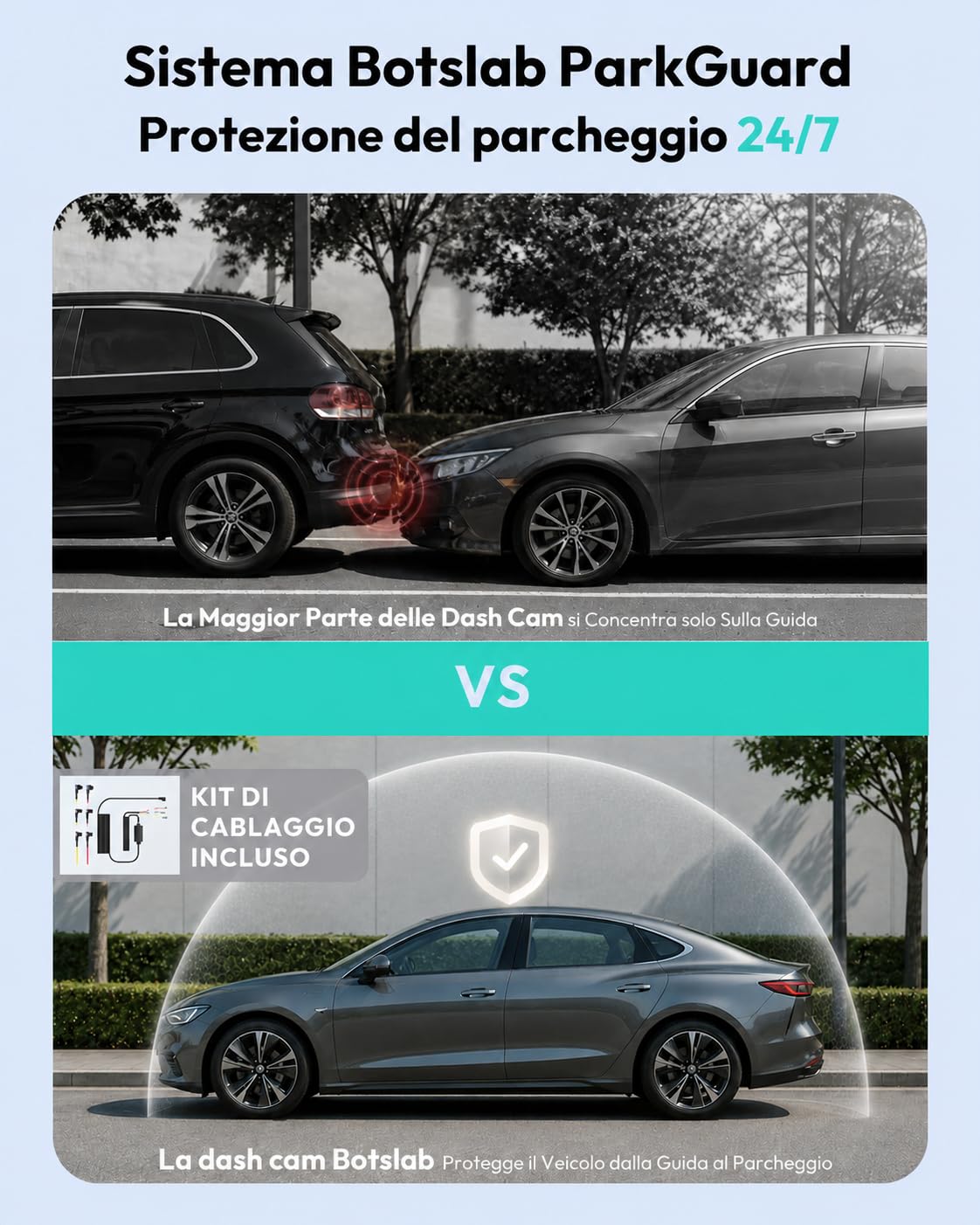 Botslab G300H Plus dash cam 4K fronte e retro 64 GB