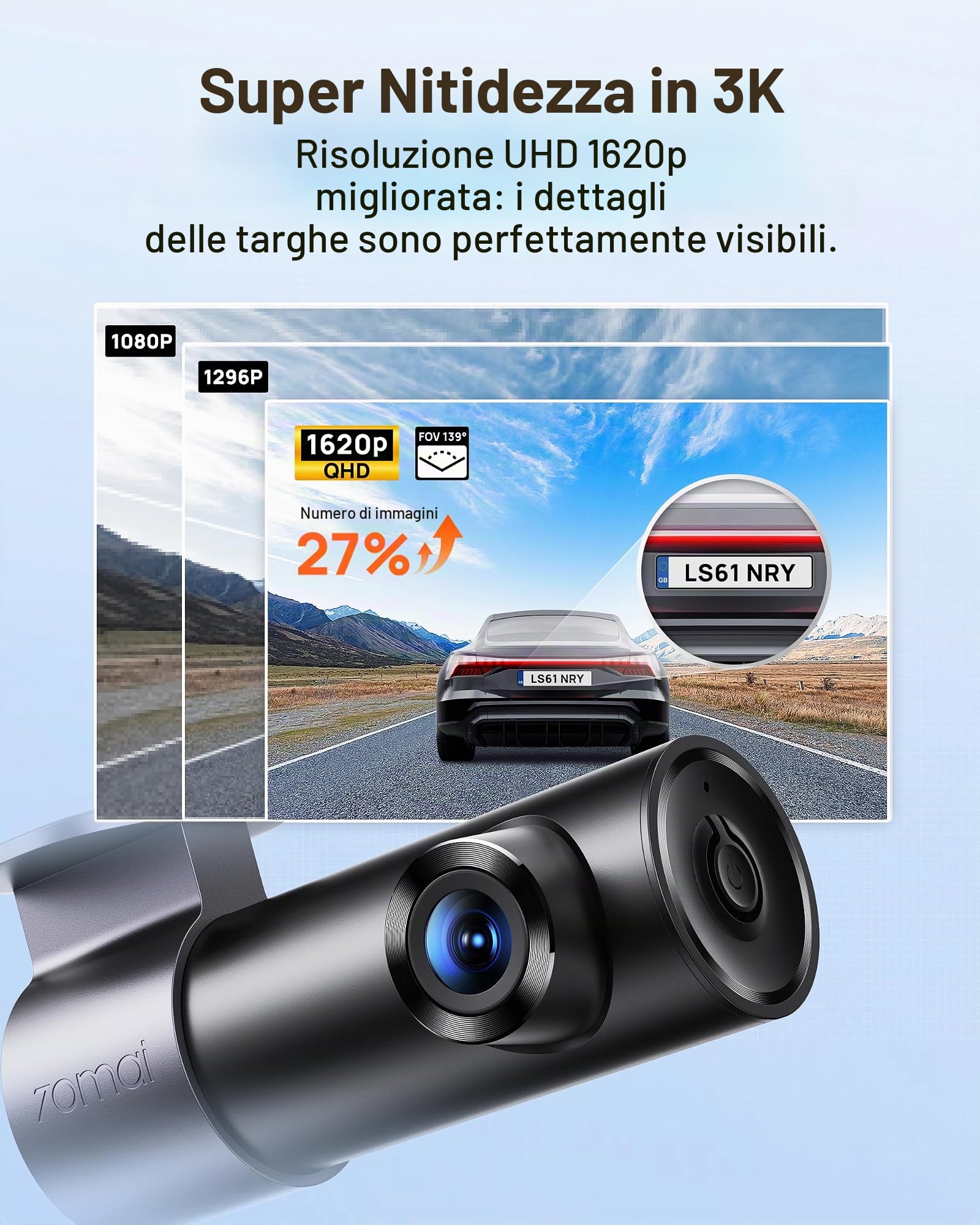 70mai M310 Plus 3K Dash Cam Auto + Kit UP03 1620P