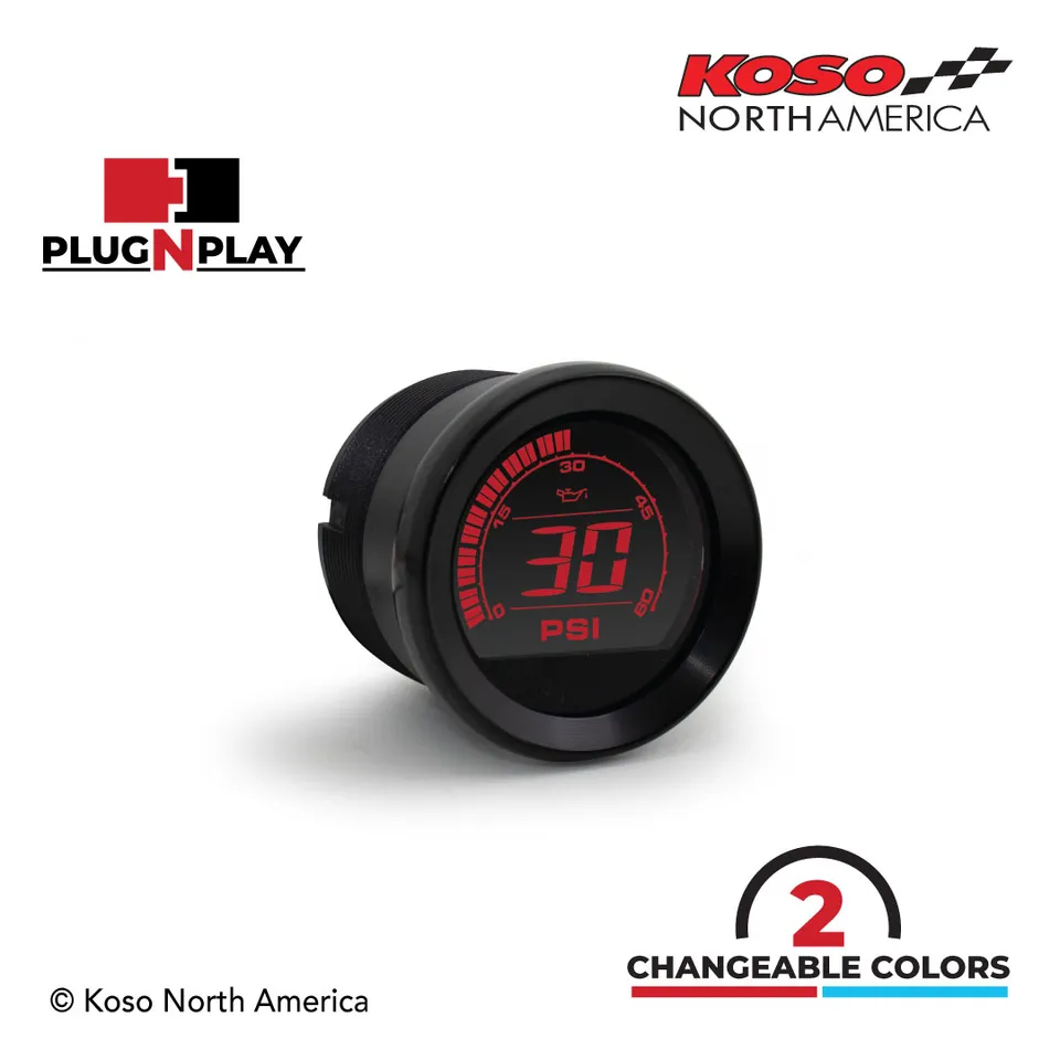 Koso HD-02P manometro olio Harley cornice nera