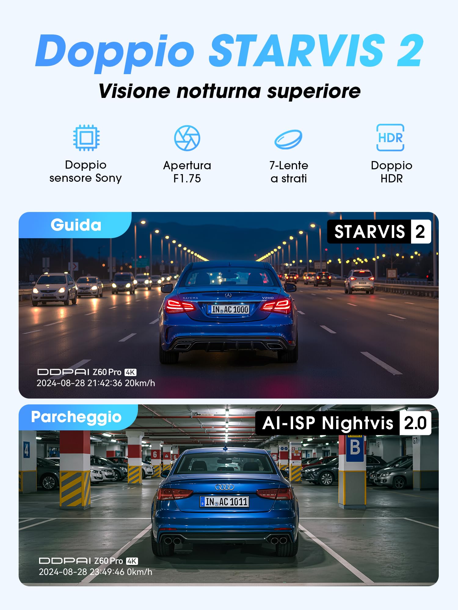 DDPAI Z60 Pro dash cam auto 4K doppia GPS