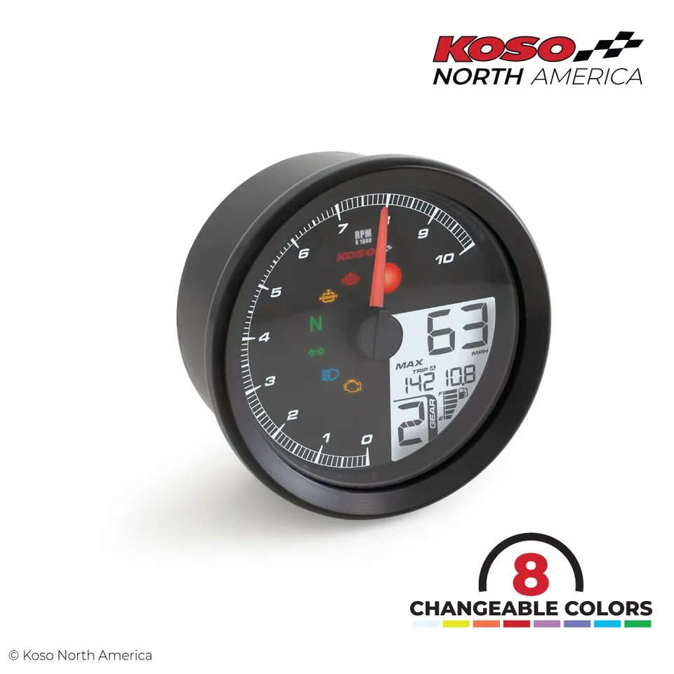 Koso TNT-04 contachilometri multifunzione cornice nera LCD
