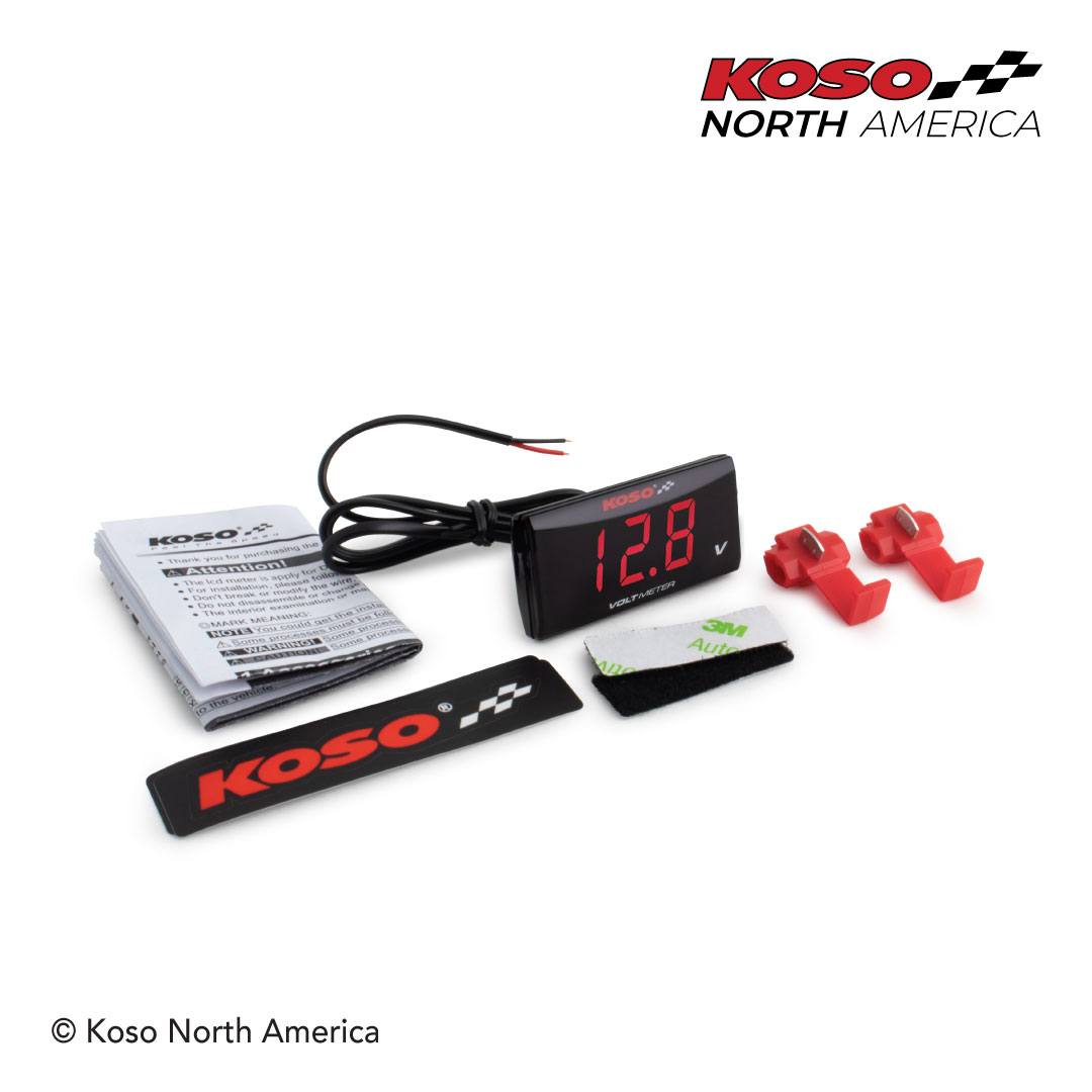 Koso Super Slim voltmetro moto digitale rosso
