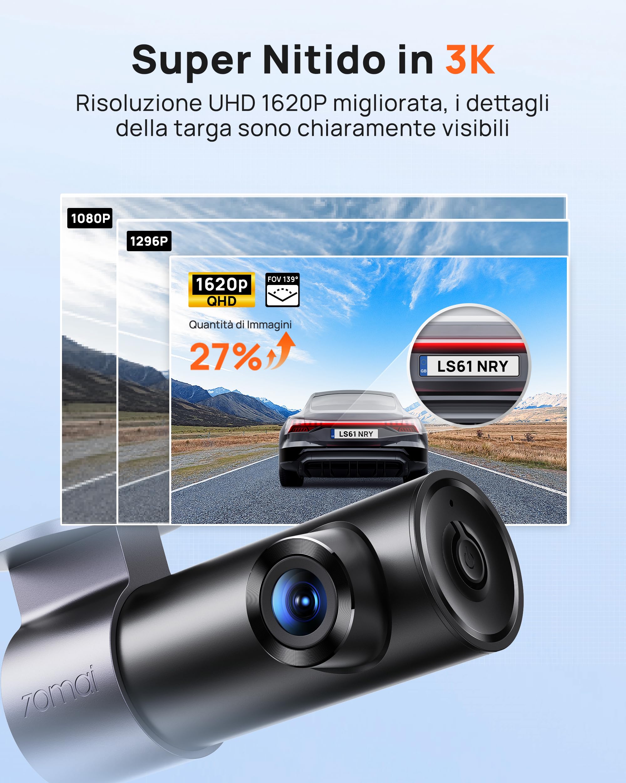 70mai M310 Plus 3K Dash Cam Auto 1620P WiFi 139°