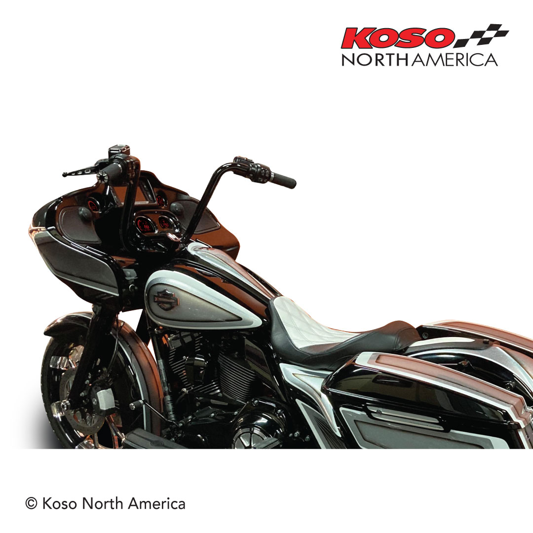 Koso HD-03 kit 4 strumenti LCD rosso-blu per Harley