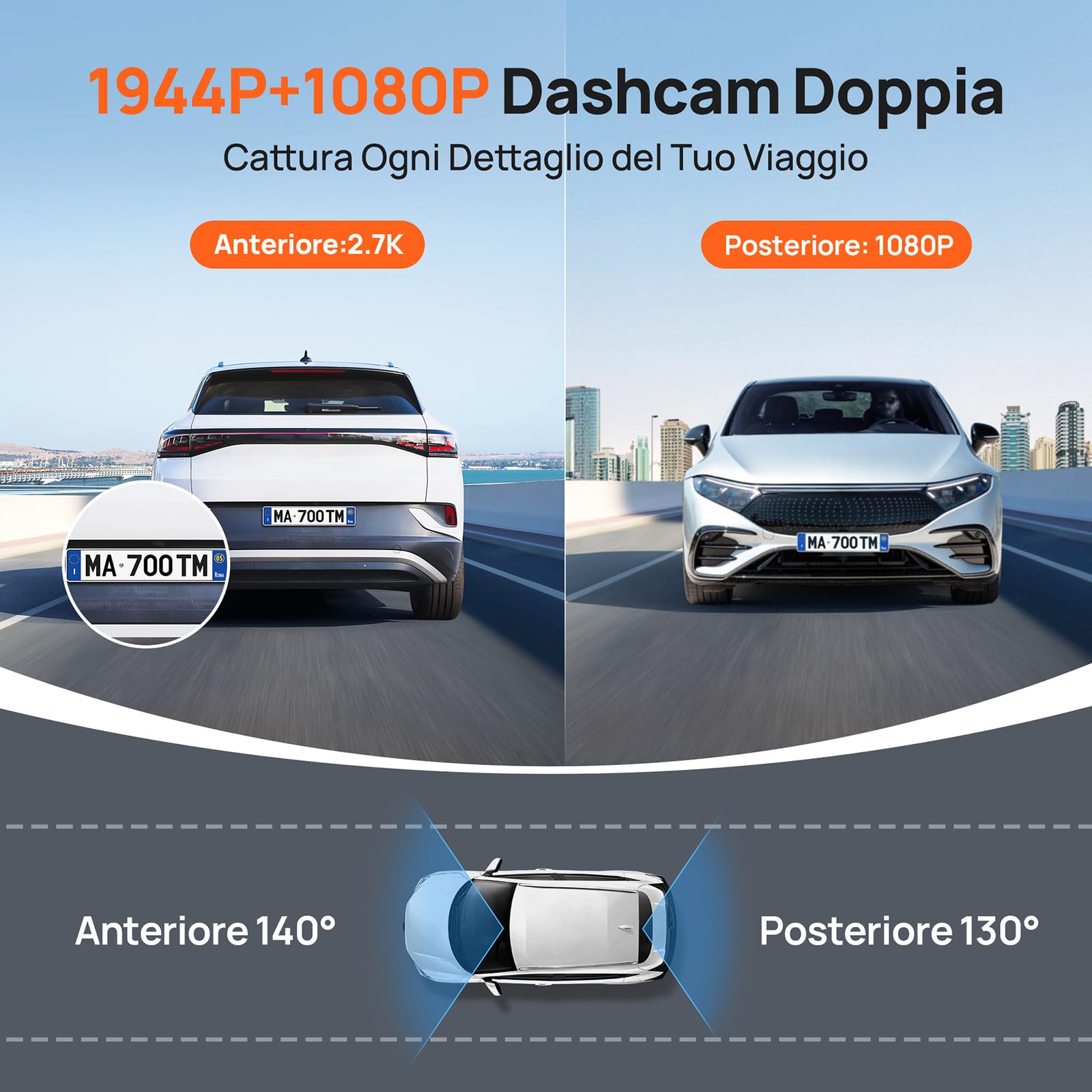 70mai Serie A A510 dash cam doppia SD 64GB GPS