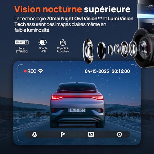70mai X800 Omni dash cam auto 4K+1080P + kit UP03