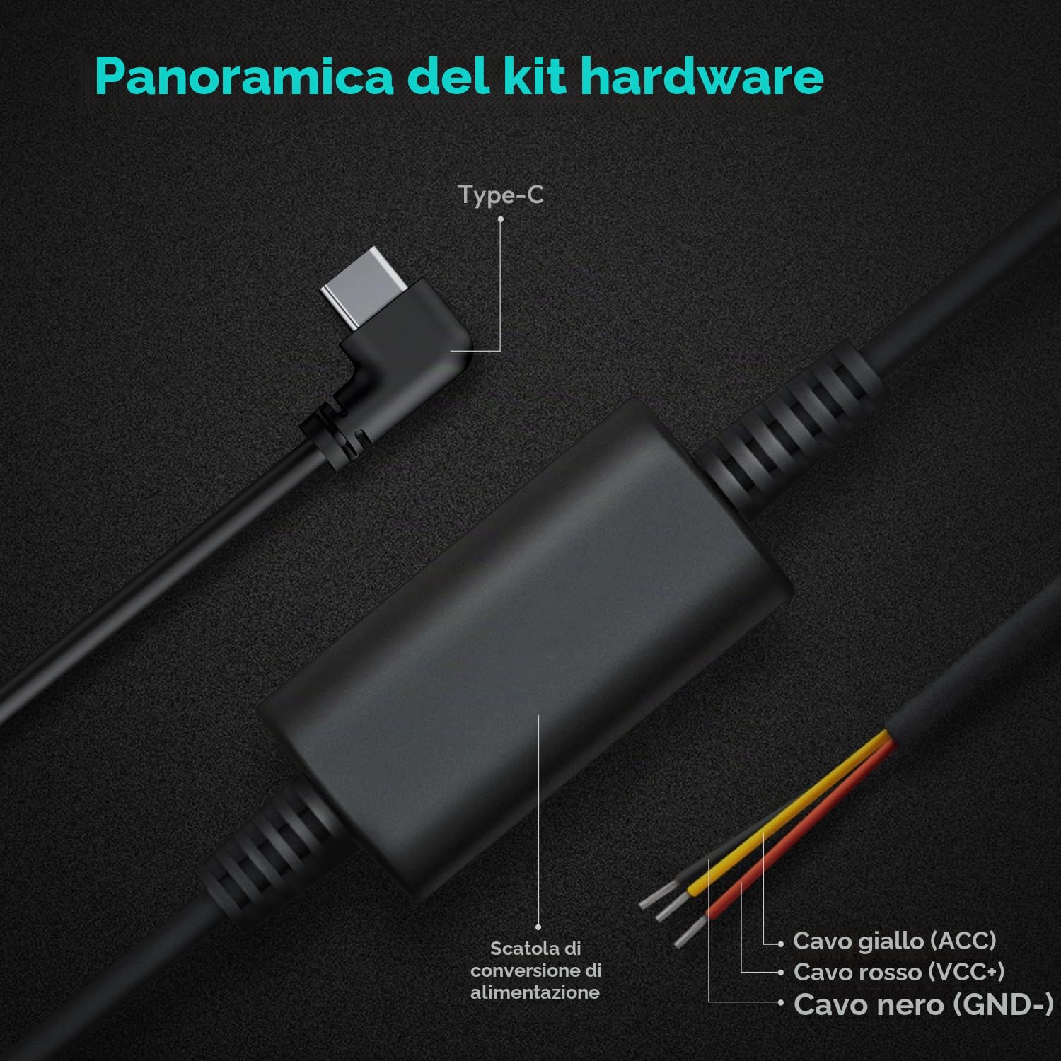 Botslab kit cablaggio dash cam Type-C parcheggio
