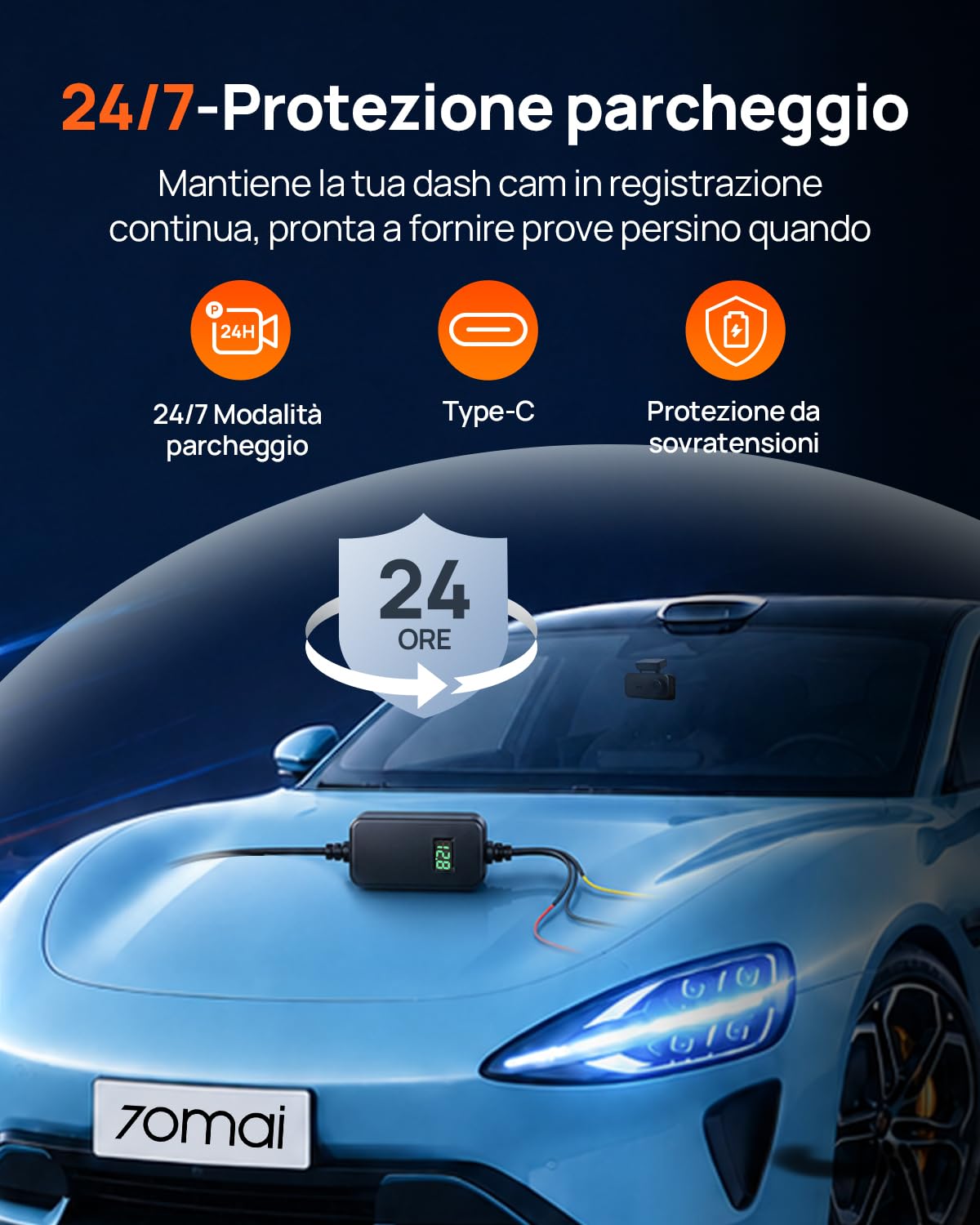 70mai UP06 kit cablaggio dash cam USB-C 12V-30V