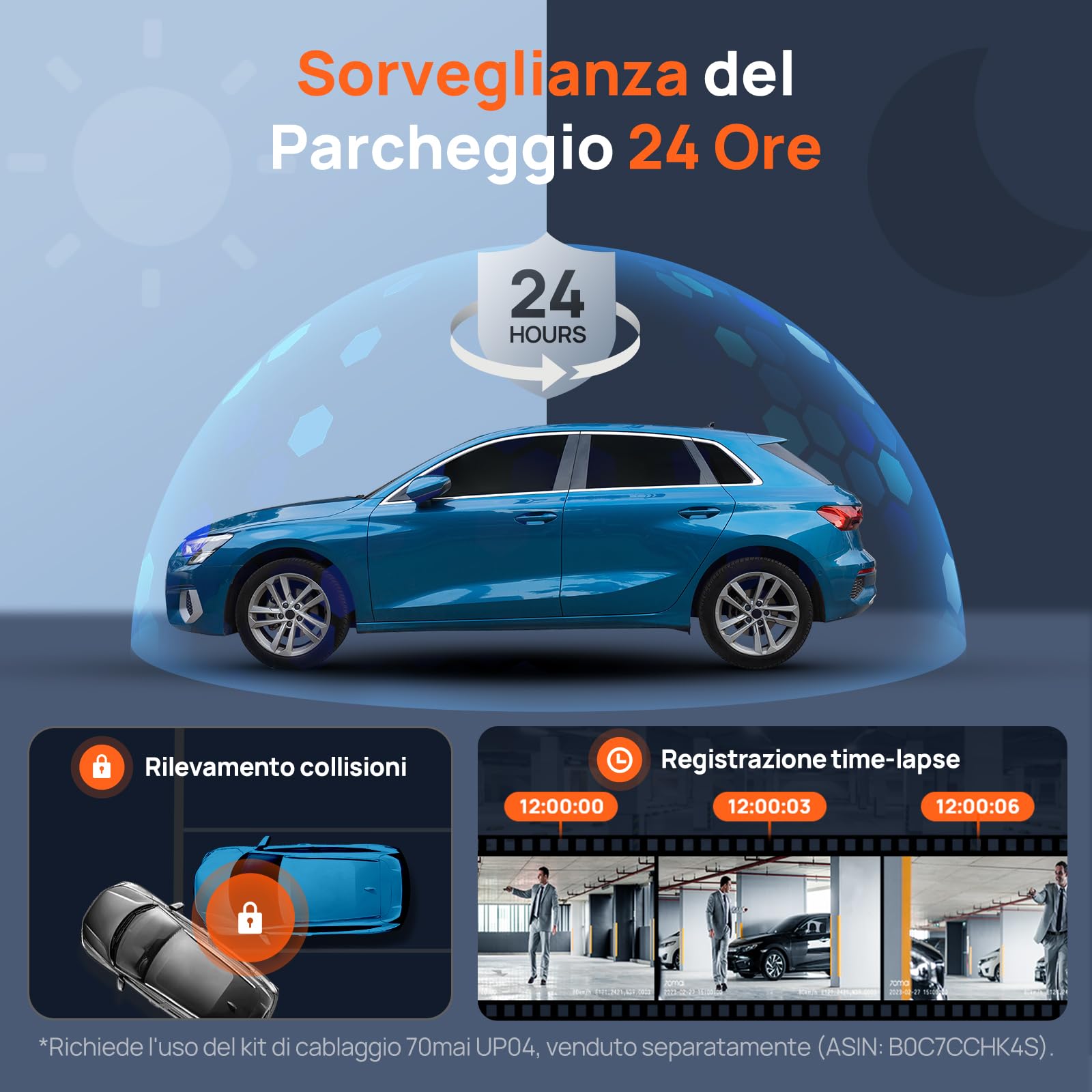 70mai 4K Omni dash cam auto dual 4K+1080P 360°