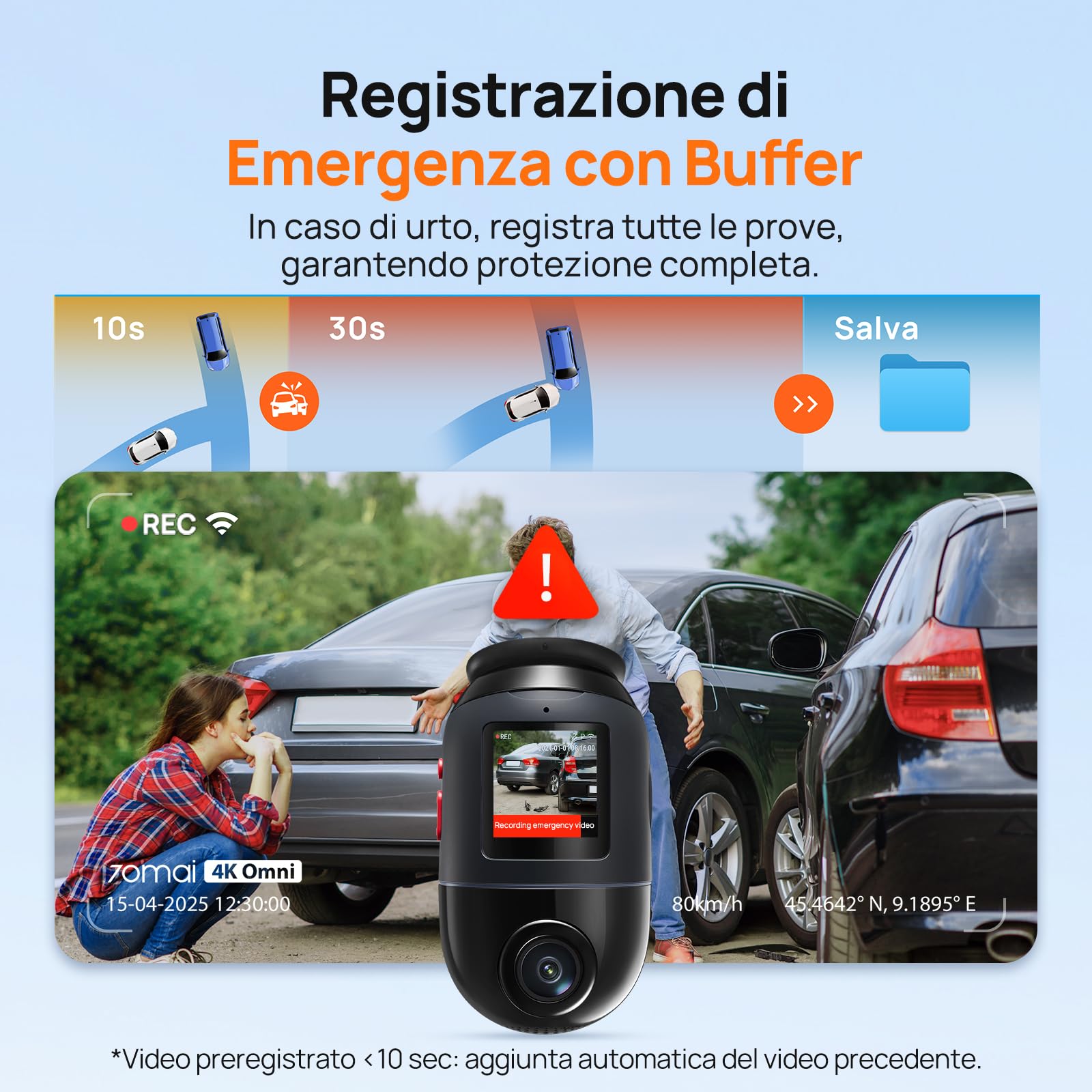 70mai 4K Omni dash cam auto dual 4K+1080P 360°