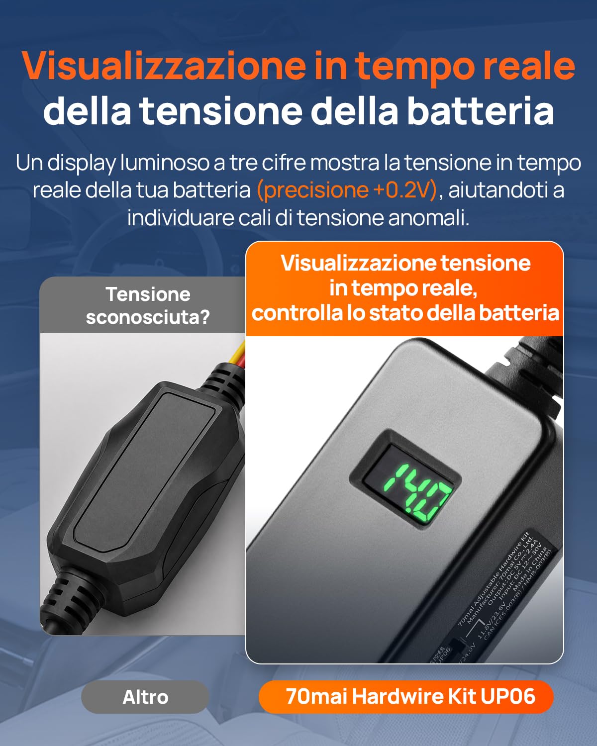 70mai UP06 kit cablaggio dash cam USB-C 12V-30V
