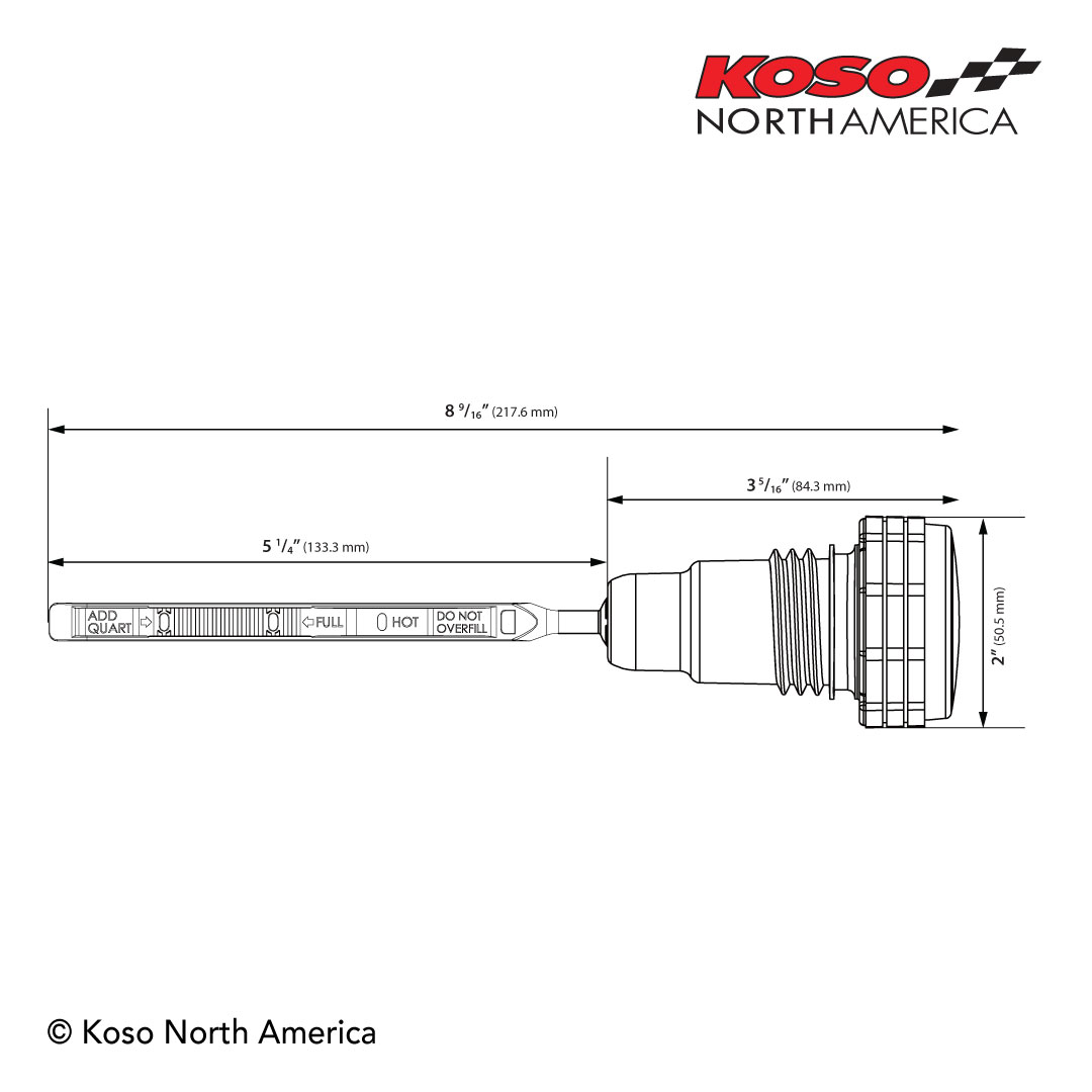 Koso astina livello olio Harley-Davidson nera con temperatura