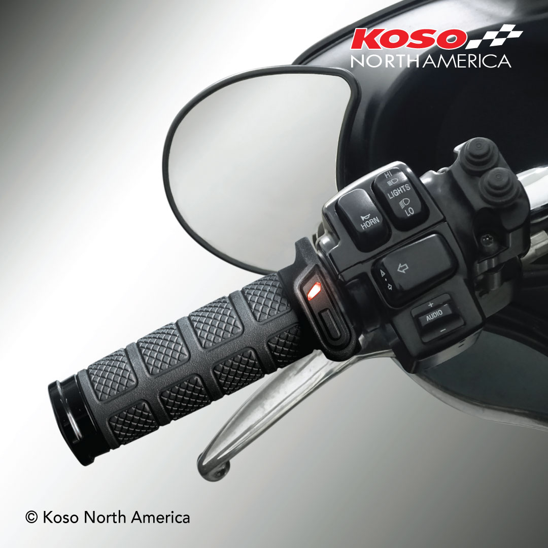 Koso Titan-II manopole riscaldate nere Harley acceleratore elettronico
