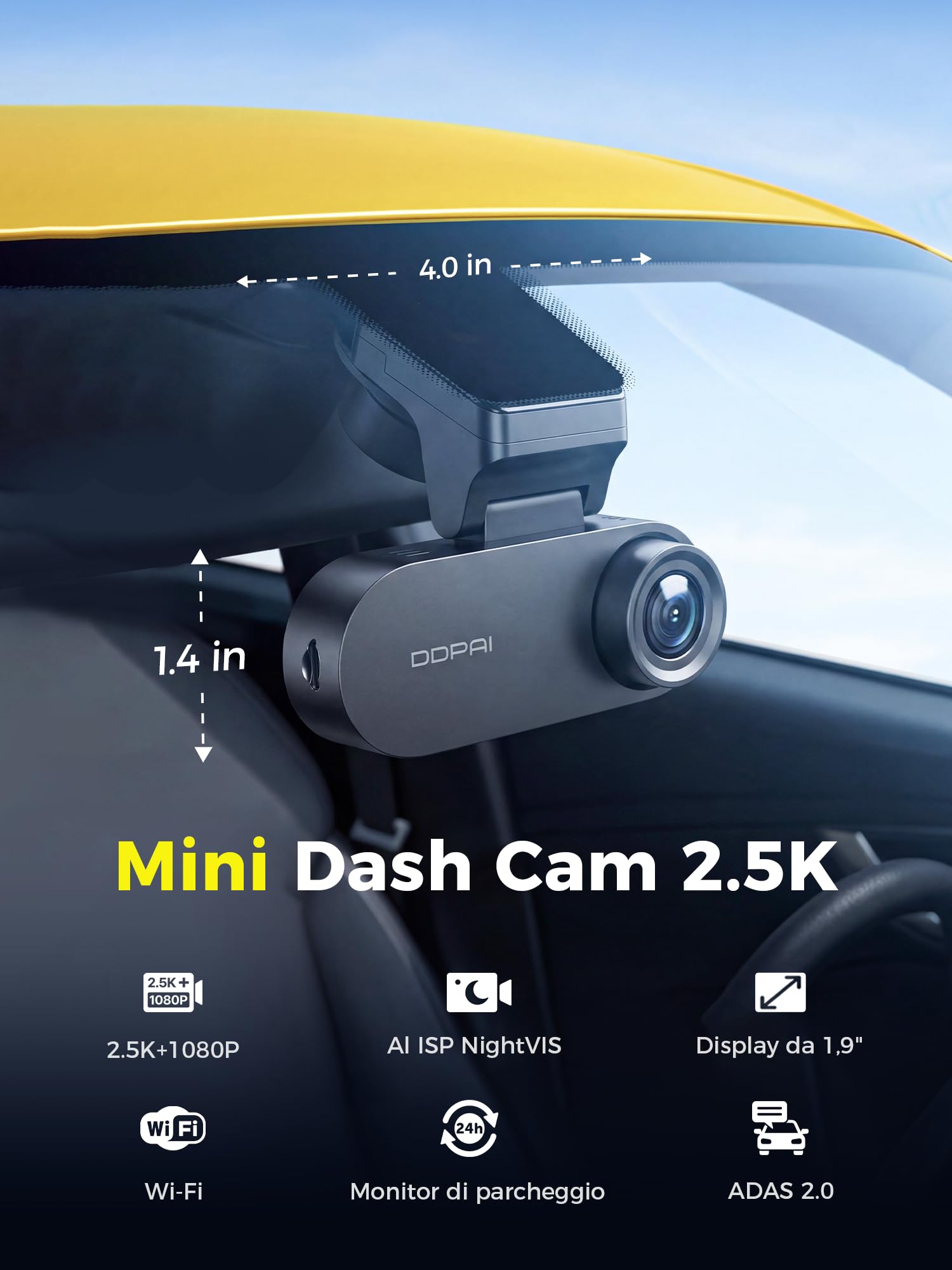 DDPAI N2 Dual dash cam auto 2.5K+1080P LCD 1,9"