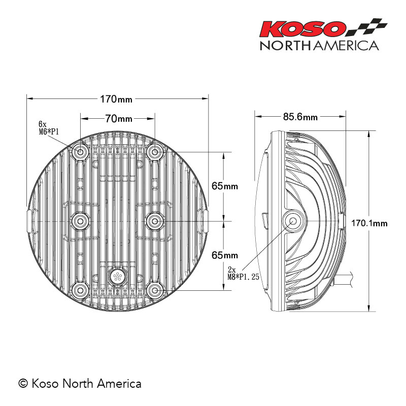 Koso Thunderbolt faro LED universale alluminio CNC DOT