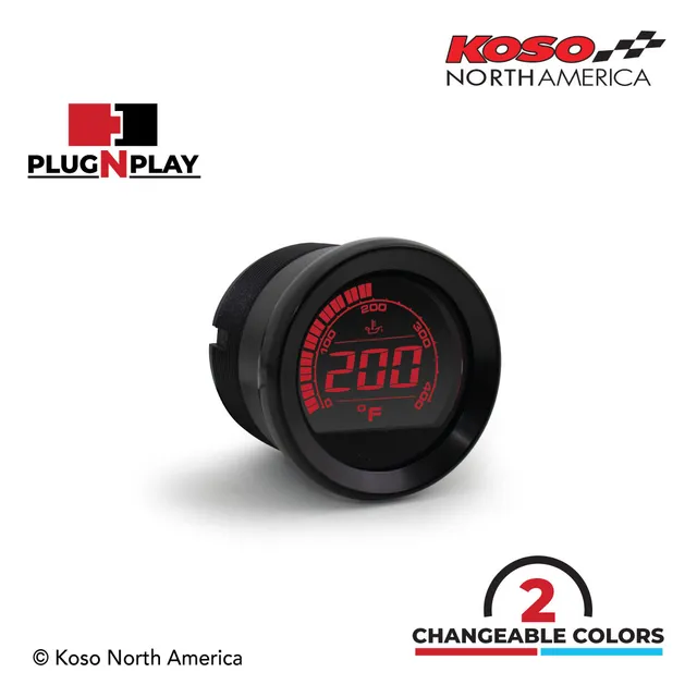 Koso HD-02OT termometro olio Harley ghiera nera